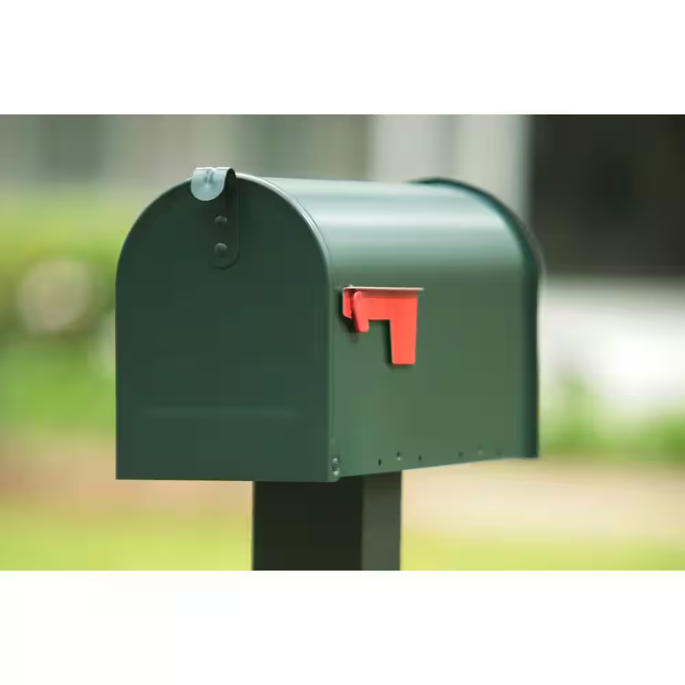 Gibraltar Mailboxes Elite Large Capacity Galvanized Steel Green, Post-Mount