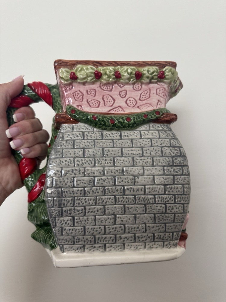 Christmas Tree Hand Painted Pitcher Dated 1996 8 1/2 inch