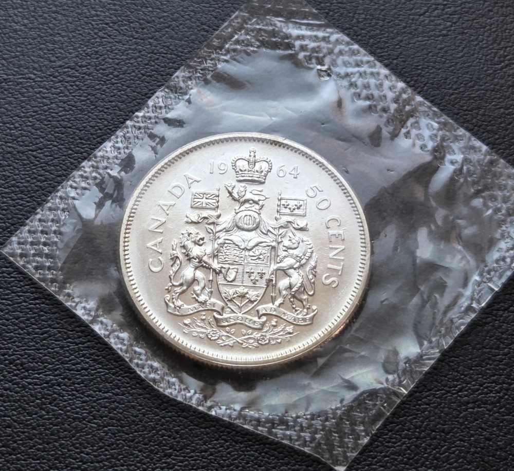 1964 Canada Silver 50-Cent Half Dollar - Mint Condition - SEALED - 80% Silver