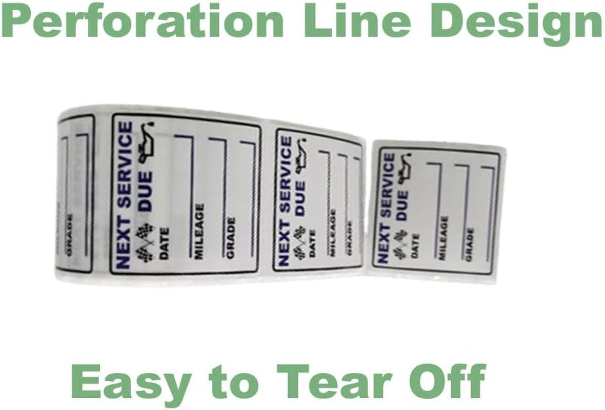 Oil Change Reminder Stickers 2x2 Clear Vinyl 300Pcs Car Service Due Label Roll
