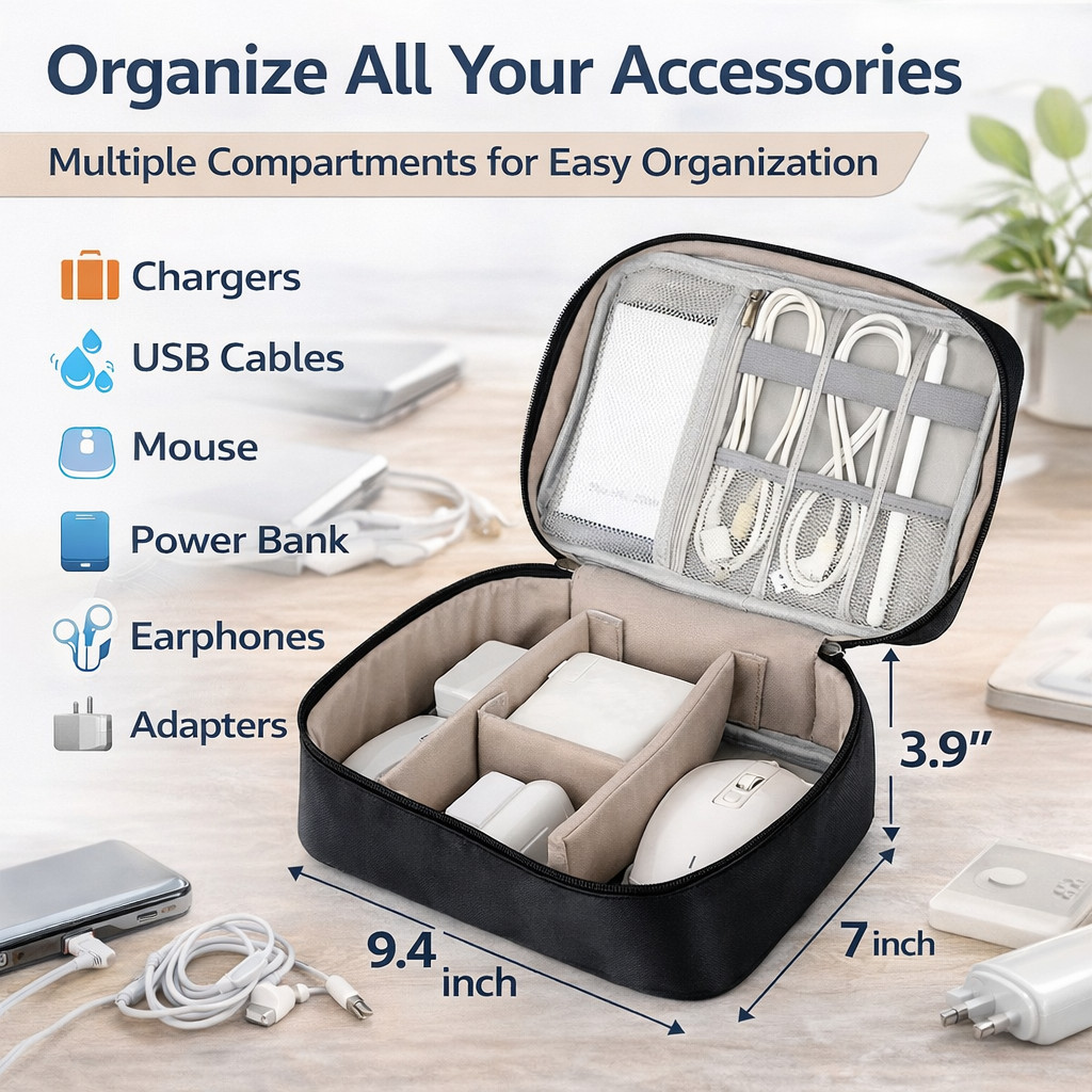 Travel Cable Storage Bag Waterproof Portable Electronic Organizer Case