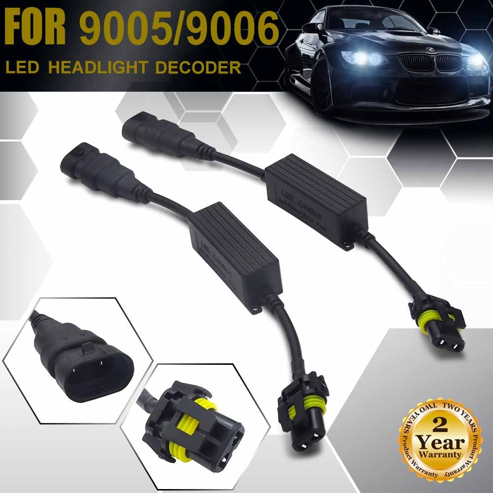 2x 9005/9006 Headlight Kit Canbus LED Decoder Anti-Flicker HID Relay Adapter