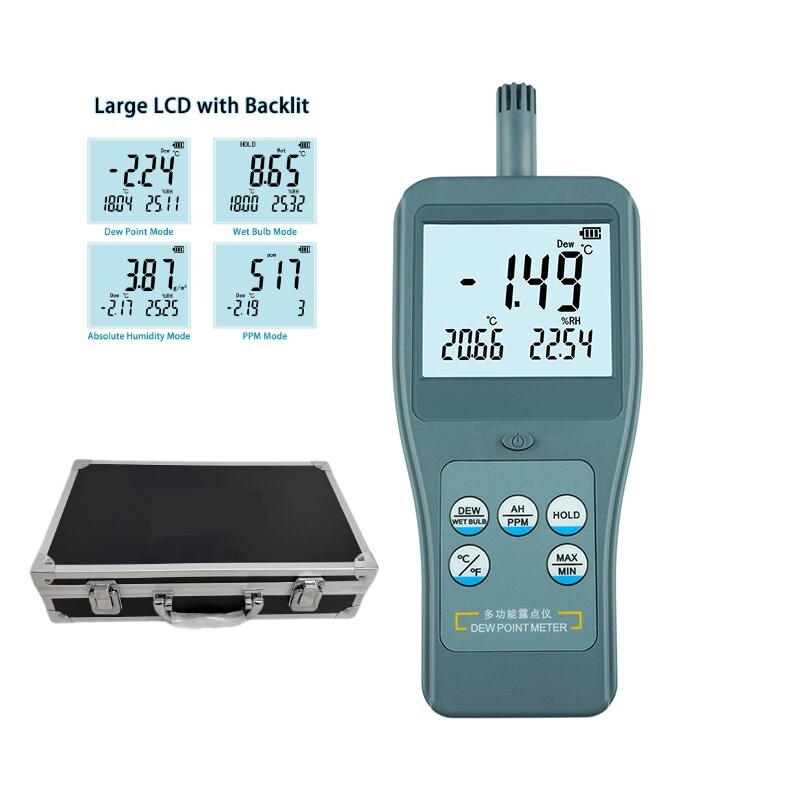 Digital Dewpoint Meter with 4 Test Parameter Ambient Temperature Resolution 0.01