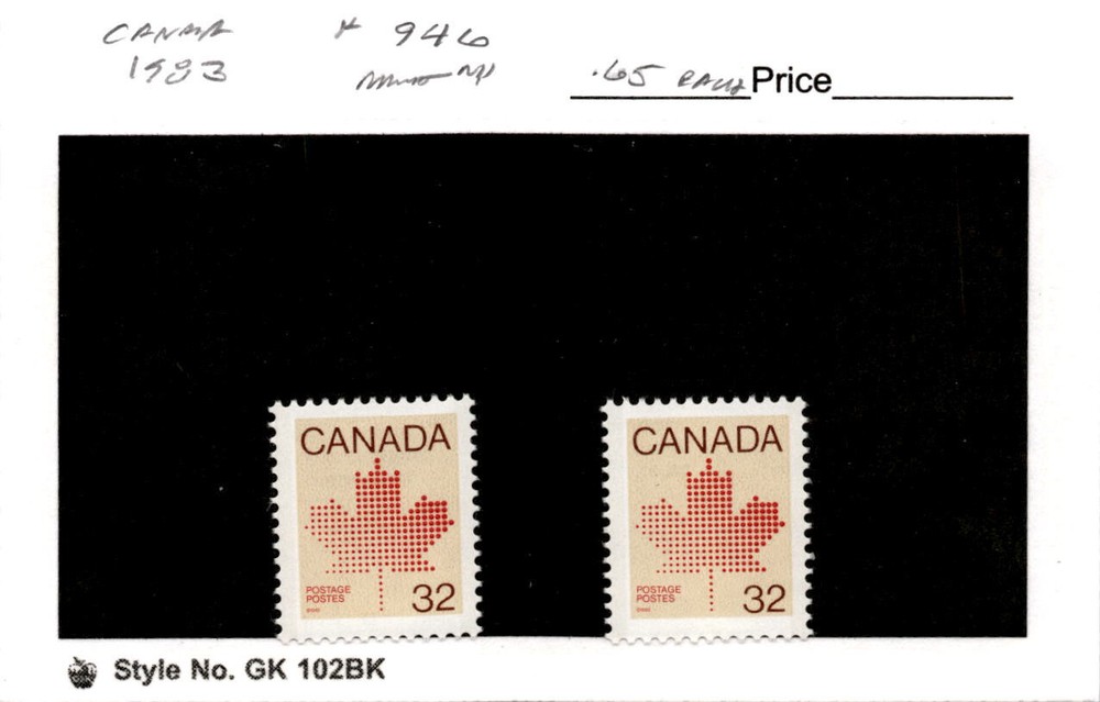 Canada, Postage Stamp, #946 (2 Ea), 1983 Maple Leaf (AB)