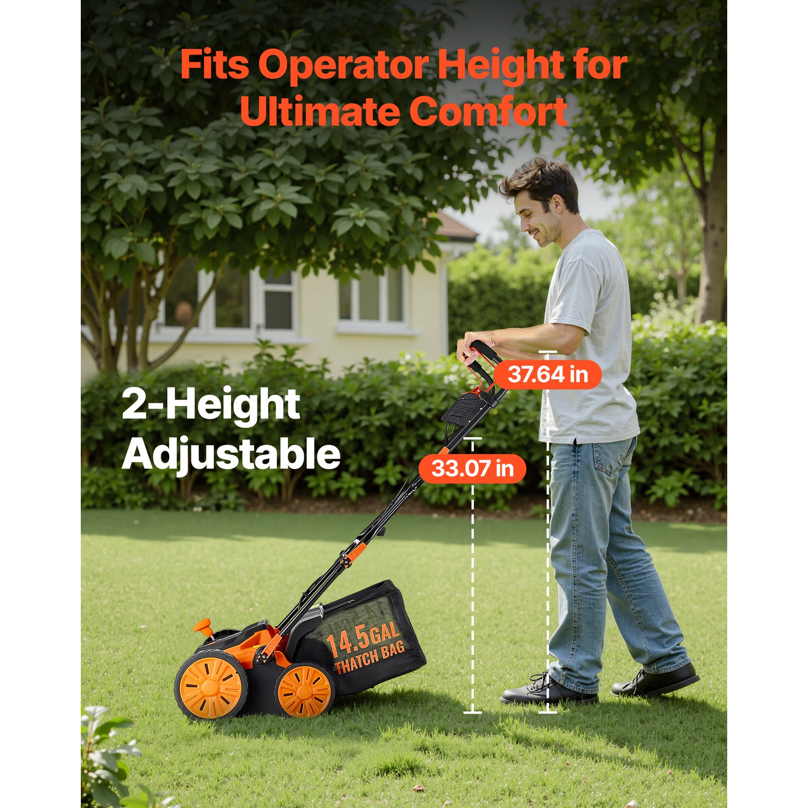 Uimoso 16-Inch Electric Lawn Dethatcher and Scarifier 2-in-1 Equipment 15 Amp