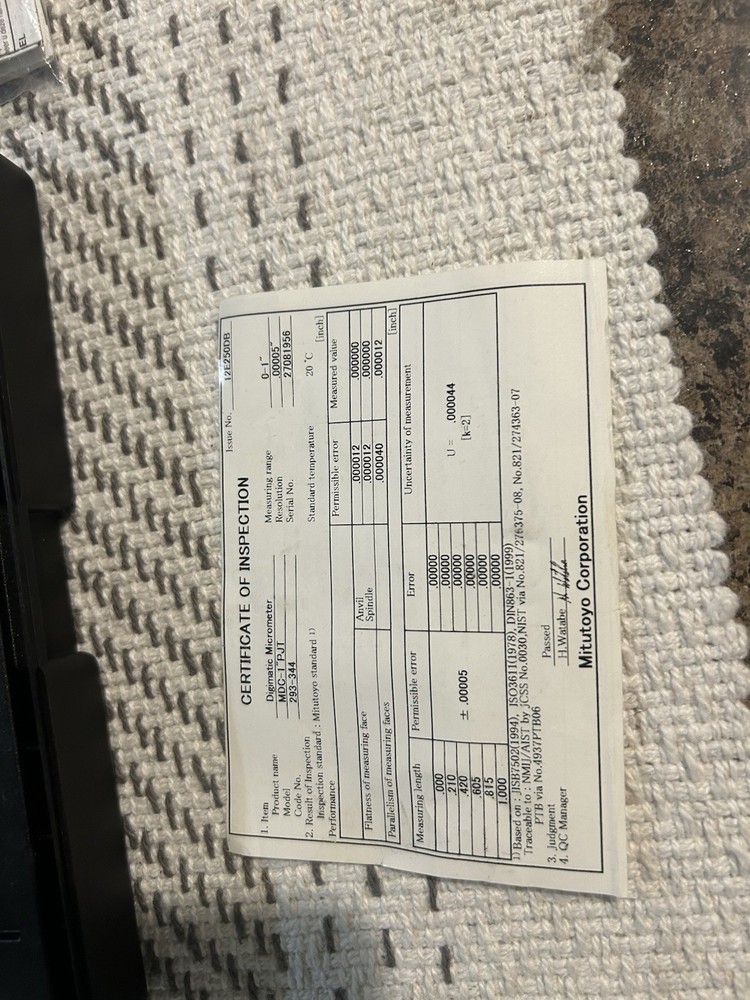 Mitutoyo Digimatic 1-2 Micrometer Code No. 293-344