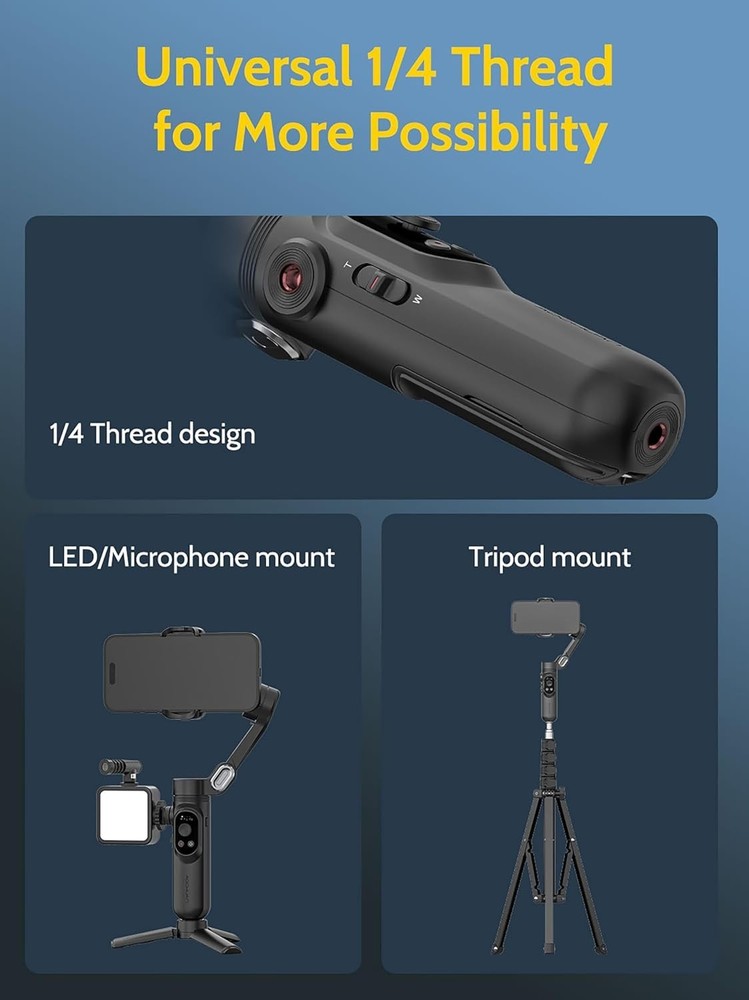AOCHUAN 3-Axis Phone Gimbal Stabilizer iPhone Android Face Tracking