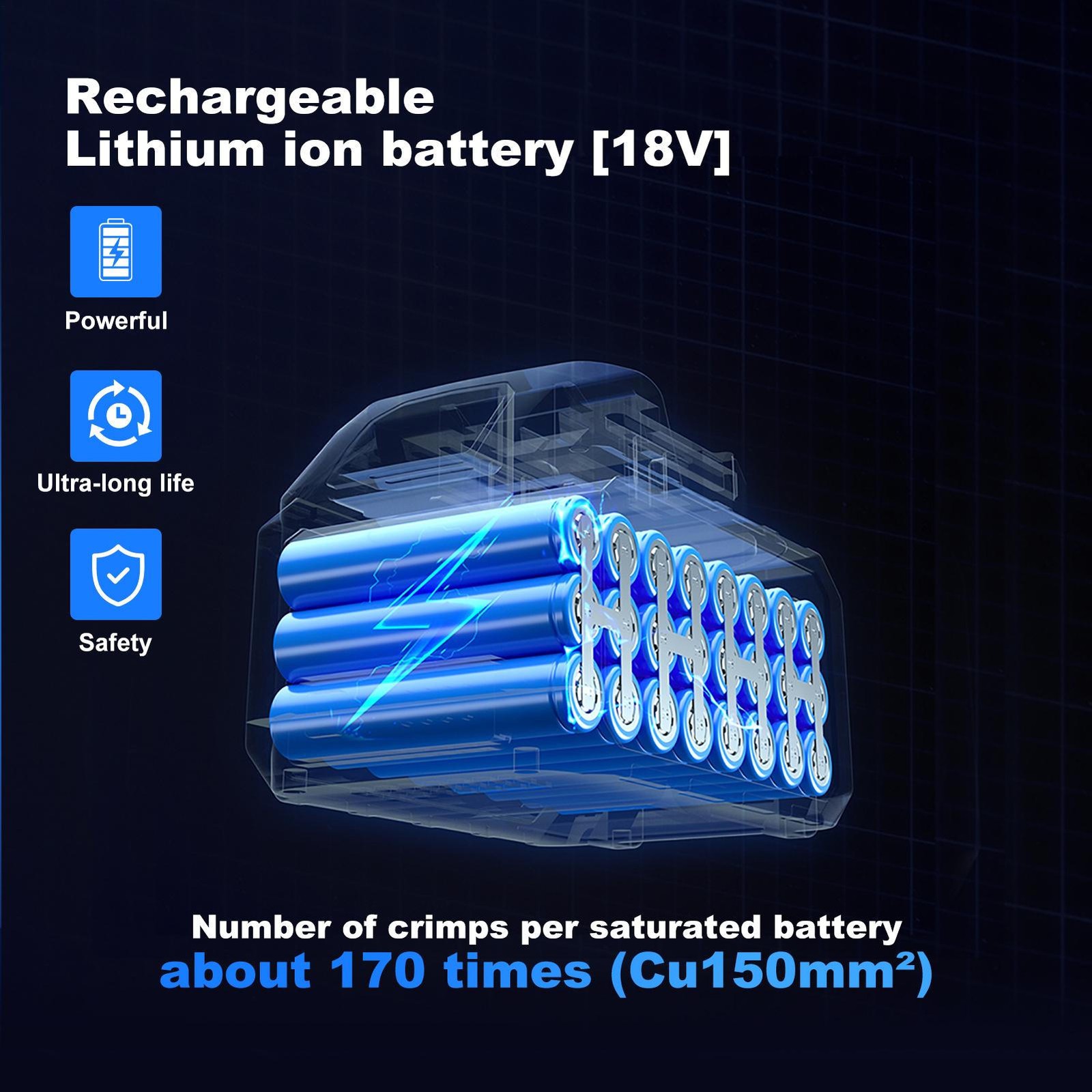 18V Cordless Electric Hydraulic Crimping Tool Electrician Cable Lug Crimper