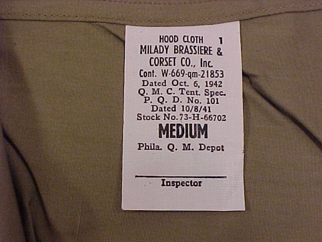 ORIGINAL & MINT Condition M1941 Field Jacket Hood (Size Medium)