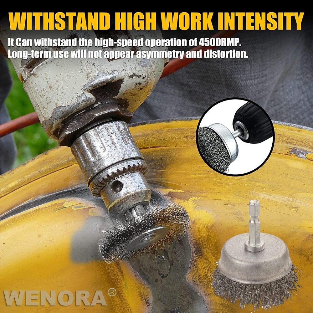 Versatile 9-Piece Wire Brush Set for Drills: Efficient Rust Removal Solution
