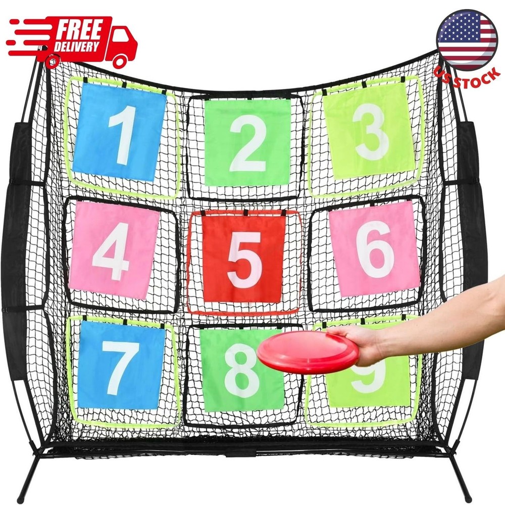 Disc Golf Net Portable Disc Training Net with 9 Target for Backyard, 7ft x 7ft