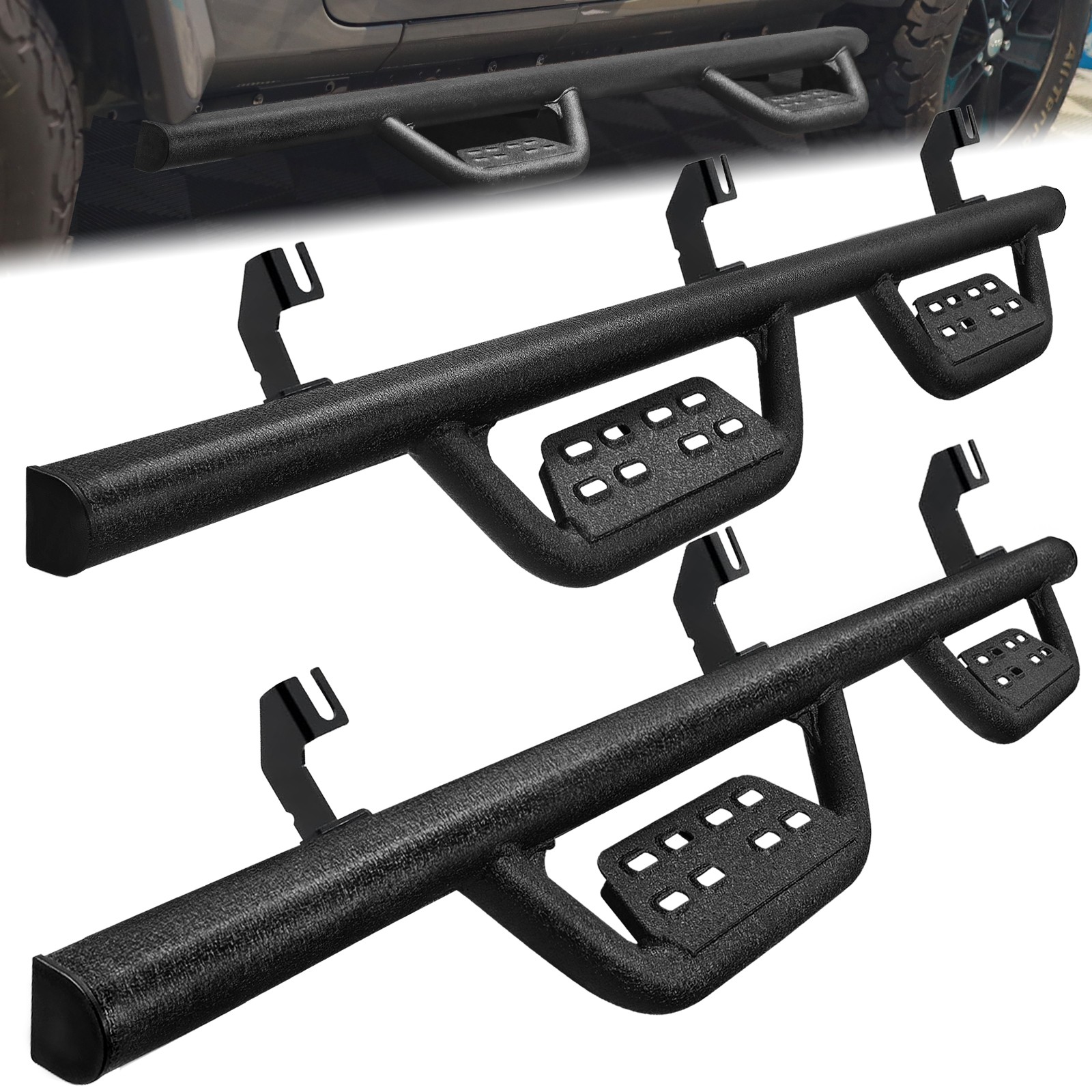 For 2007-2018 Jeep Wrangler JK 4 Door Nerf Bars Running Boards Side Step