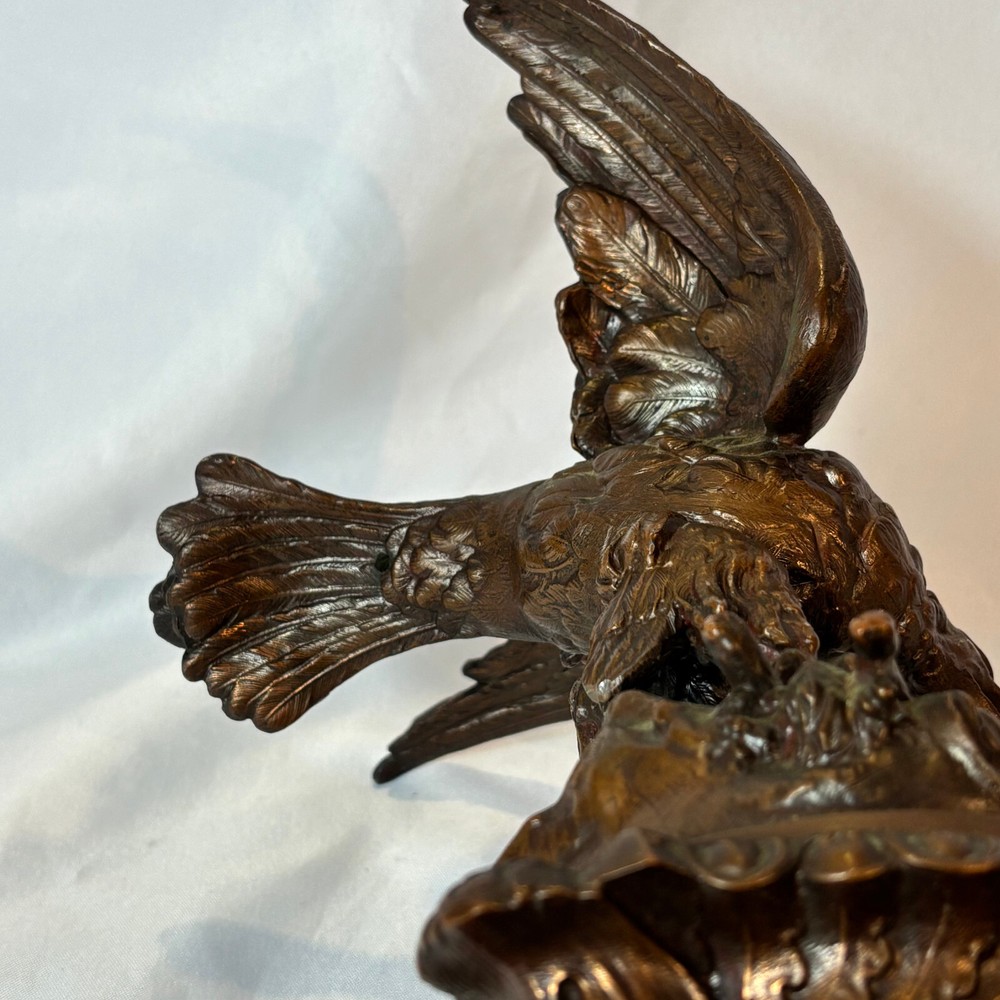 Antique Bronze Statue Eagle Clutching Rabbit