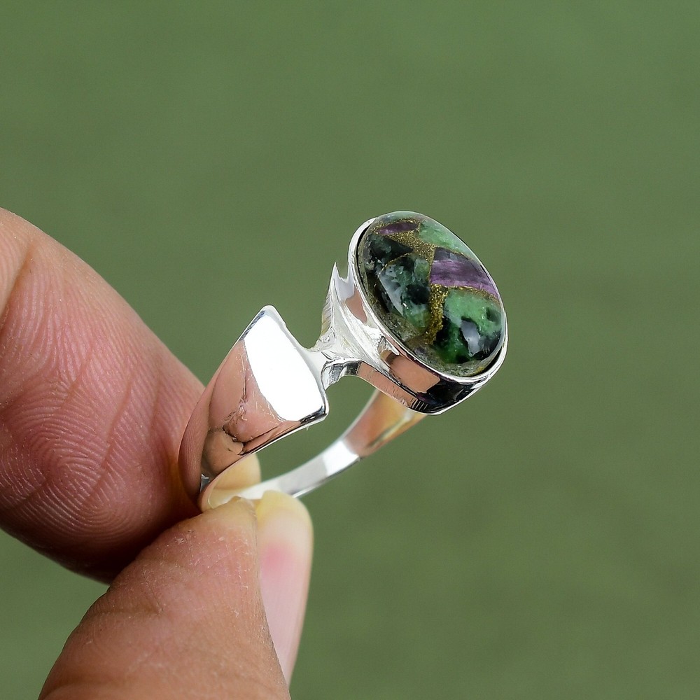 Copper Ruby Zoisite Ring 925 Sterling Silver Antique Ring Available In Ring Size
