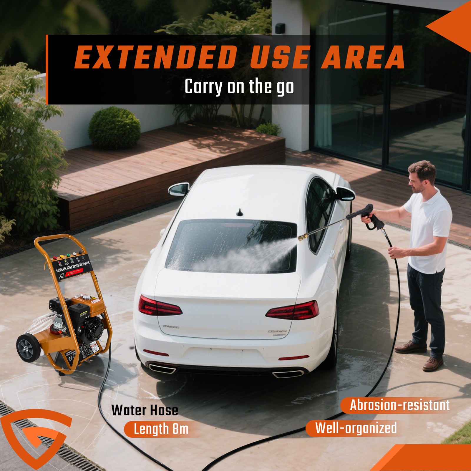 3950 PSI Gas Pressure Washer 5 Nozzles Gas Powered Washer 7HP 2.6 GPM 212cc