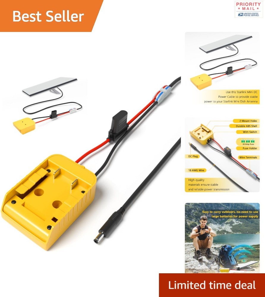 Compact Starlink Mini DC Power Cable - Direct Adapter for De.Walt Battery Models