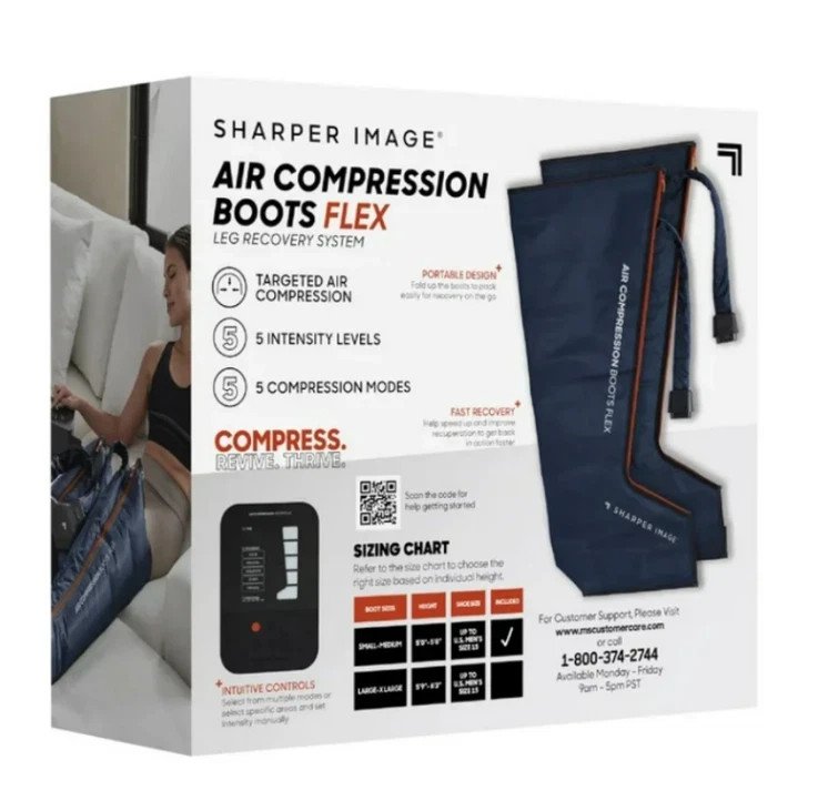 Sharper Image Air Compression Boots Flex Leg Recovery System Massage SMALL MED