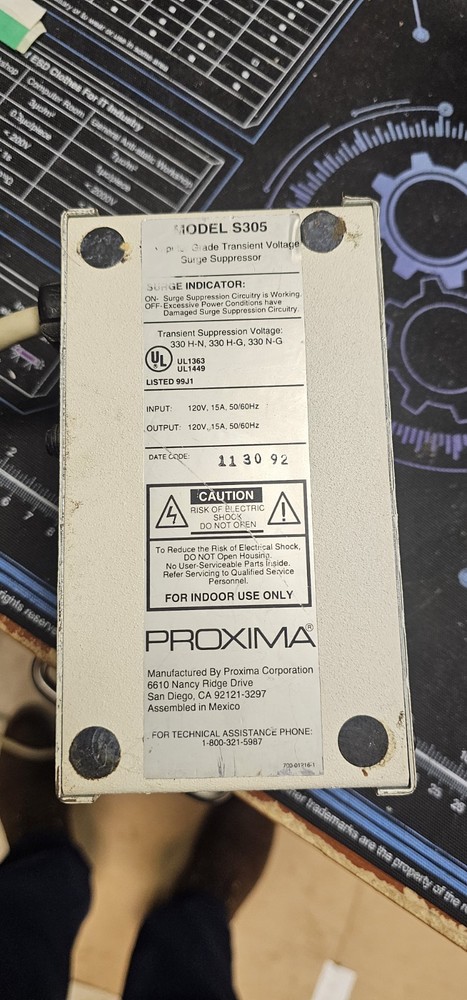 PROXIMA COMPUTER GRADE TRANSIENT SURGE SUPPRESSOR MODEL S305
