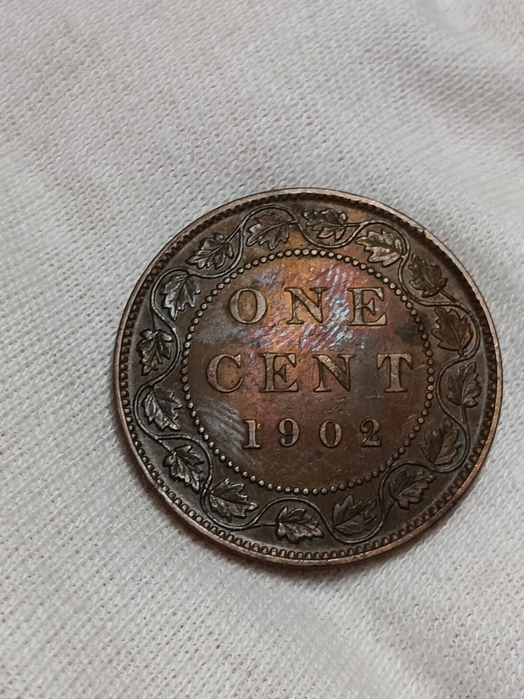 👉1902 Rainbow  Toned  RB Canada One Cent - MS Choice  A/8