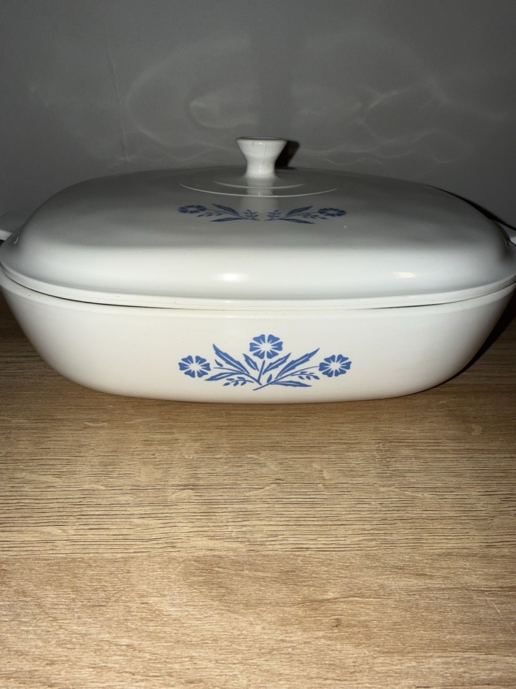 Corning Ware Blue Cornflower Pyroceram 10" Casserole Baking Dish