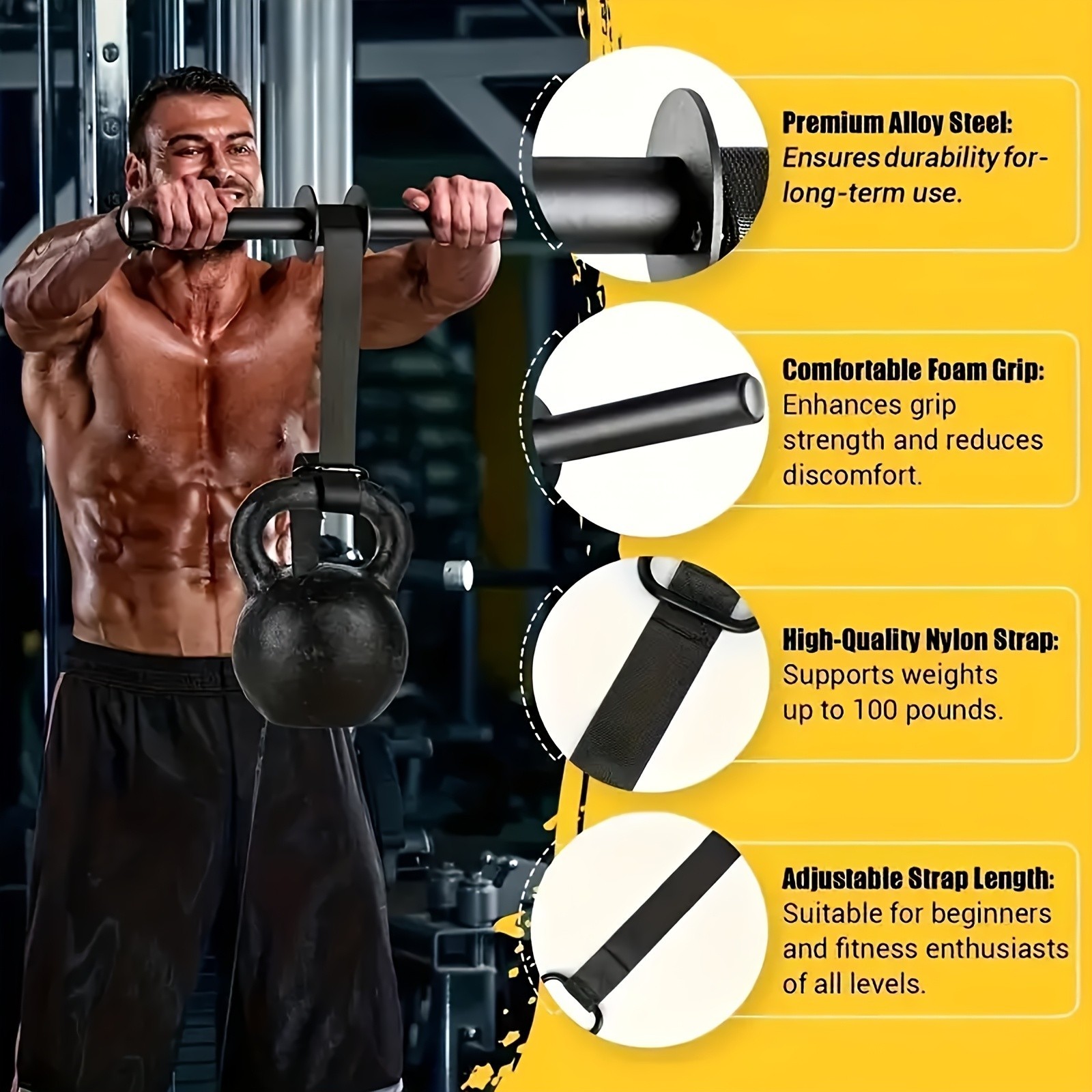 Wrist Roller Forearm Trainer - Adjustable for Grip & Arm Strength Building