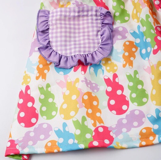 NEW Boutique Peeps Easter Bunny Rabbit Girls Smocked Embroidered Dress