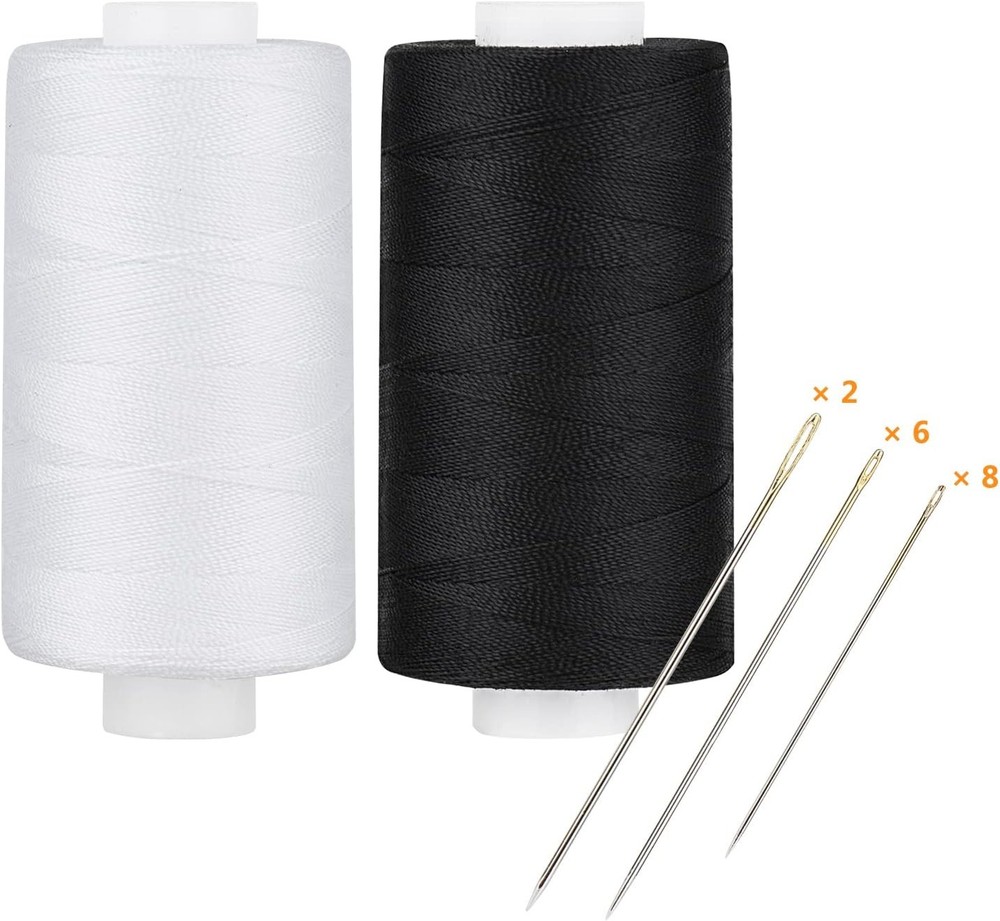 Simthread All Purpose Thread Polyester 400 Yards (1 White 1 Black)
