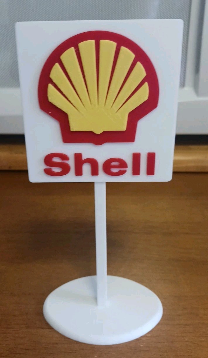 Shell Gasoline Gas Oil Miniature 3d Printed Sign. 6.5" Tall.