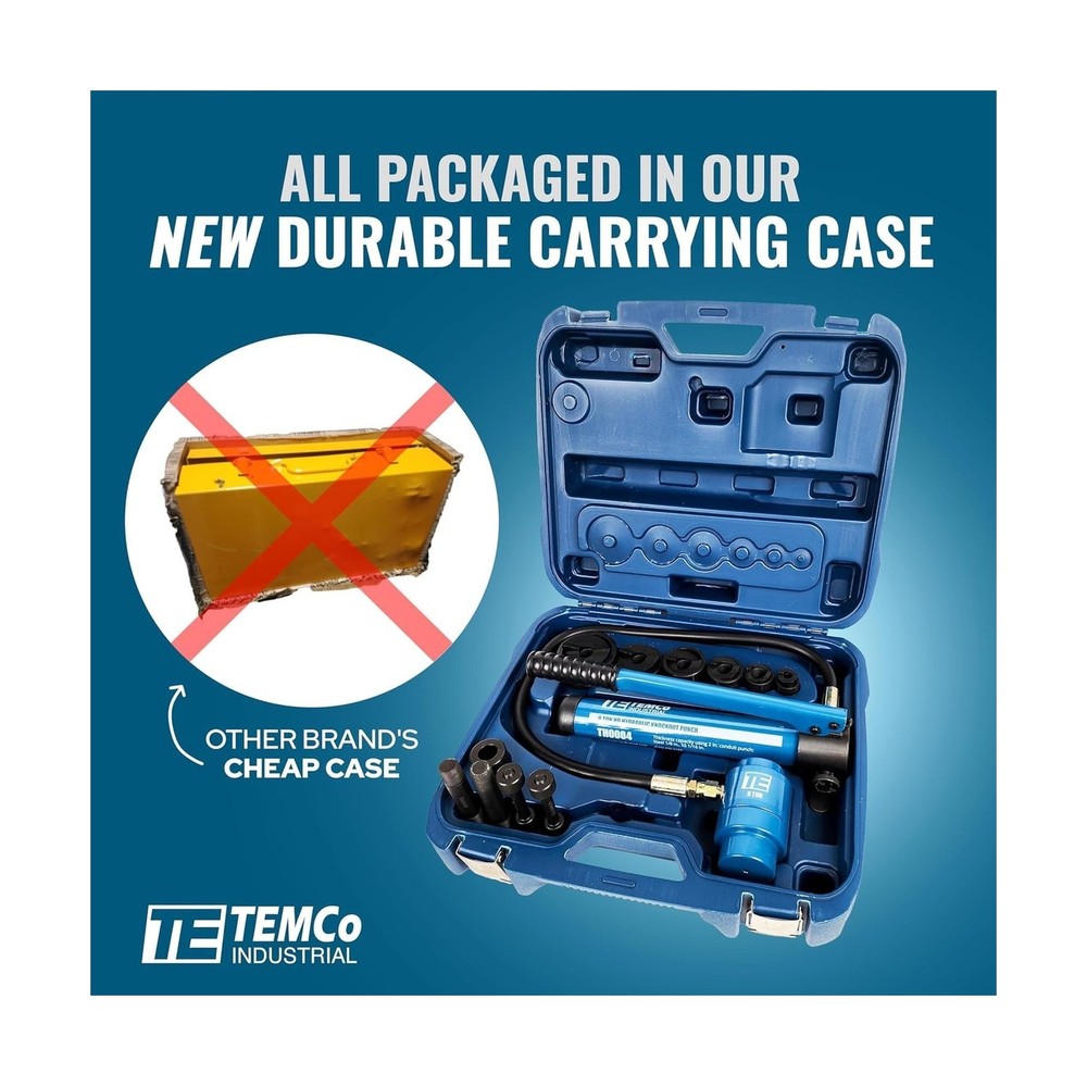 TEMCo Hydraulic Knockout Punch TH0004 - Electrical Conduit Hole Cutter Set KO...