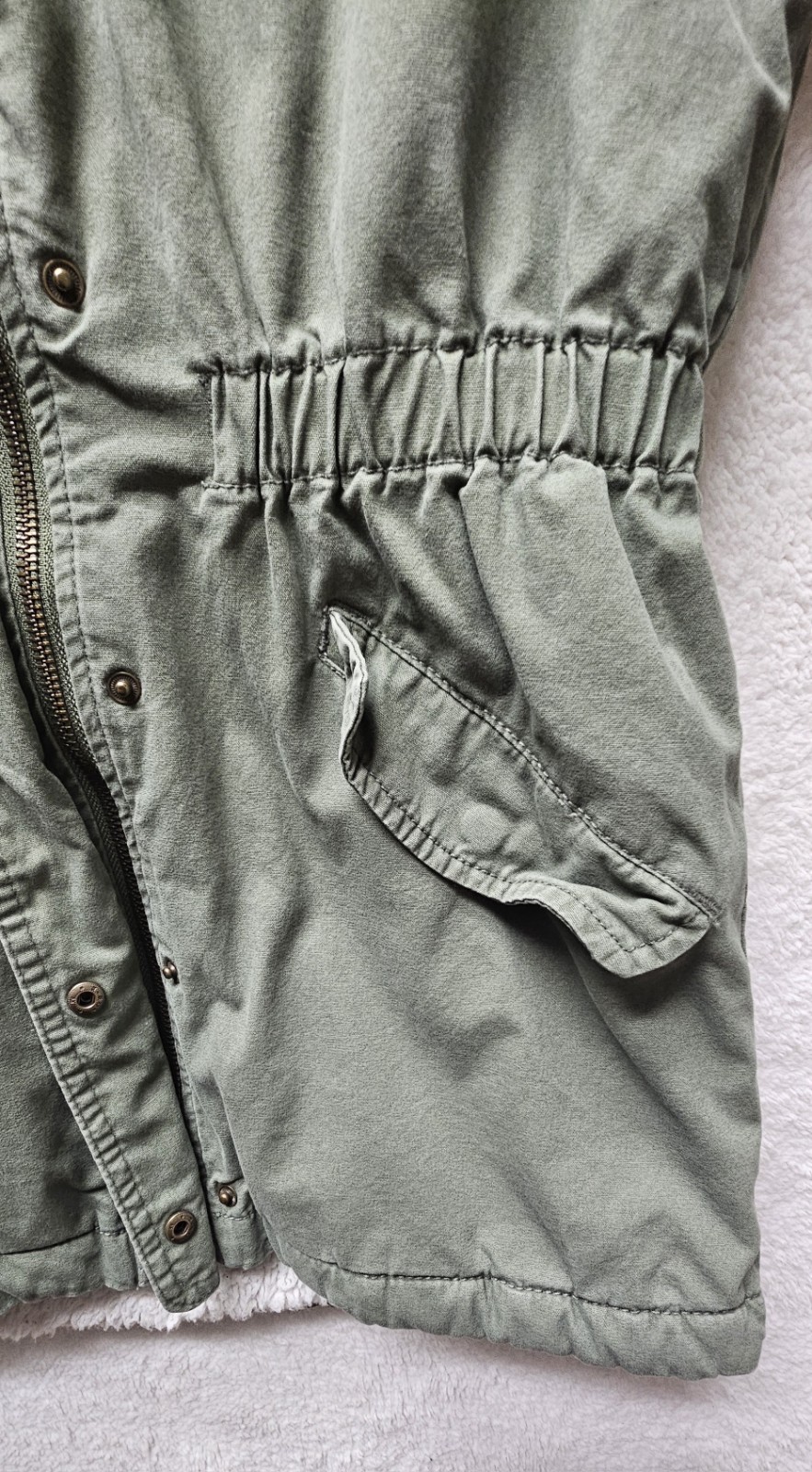 GAP Kids Utility Parka Jacket Removeable Faux Fur Hood Zip Girls Size Large