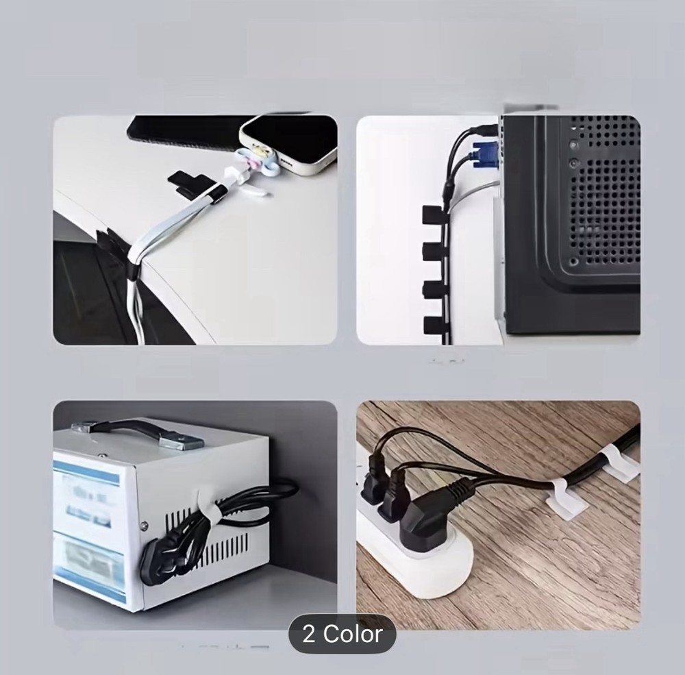 28PCS Cable Ties Self Adhesive Hook Loop Fasteners Wire Management Organizer