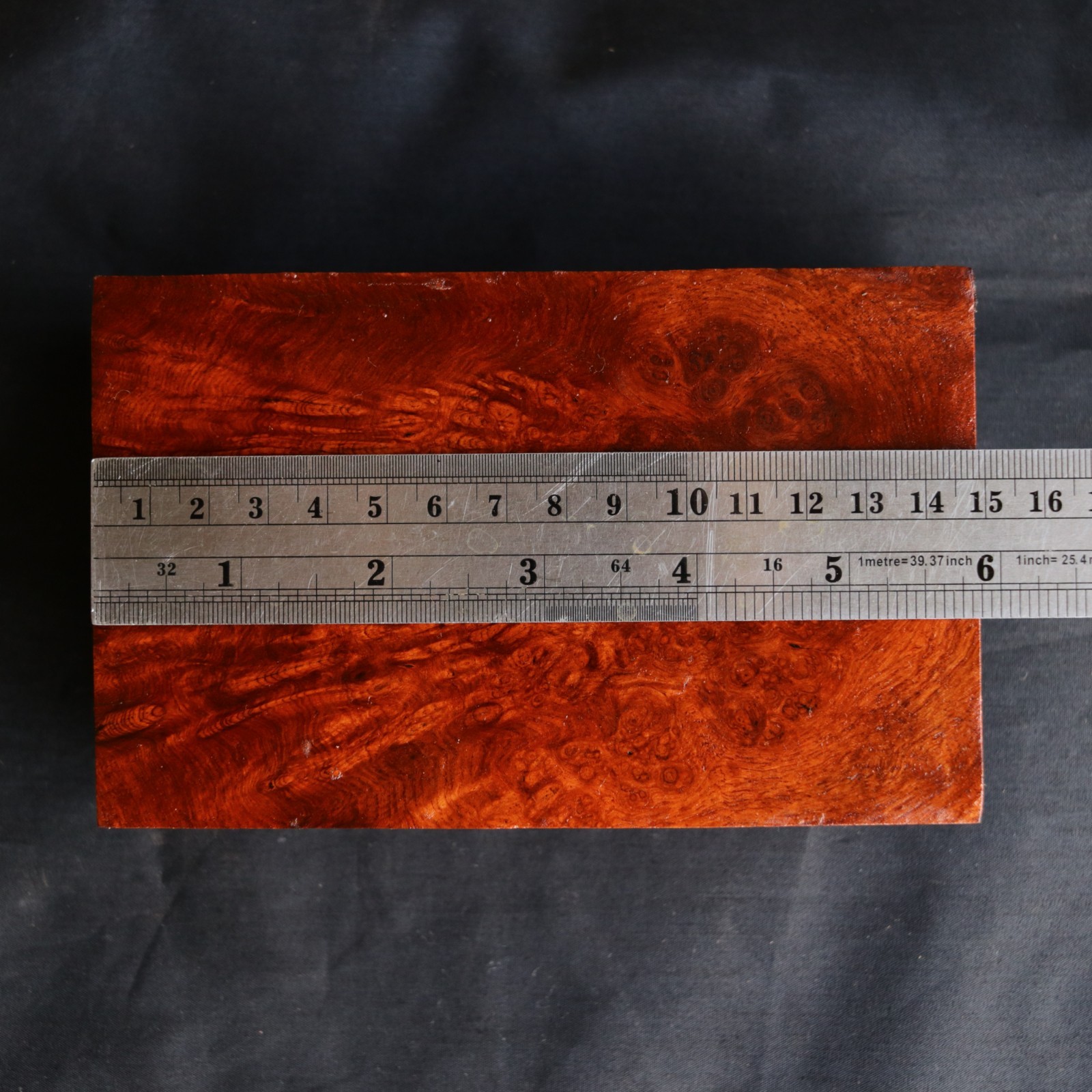 Amboyna Burl Exotic Wood Blank 90 × 148 × 40mm Knife Handle Turning Craft #676