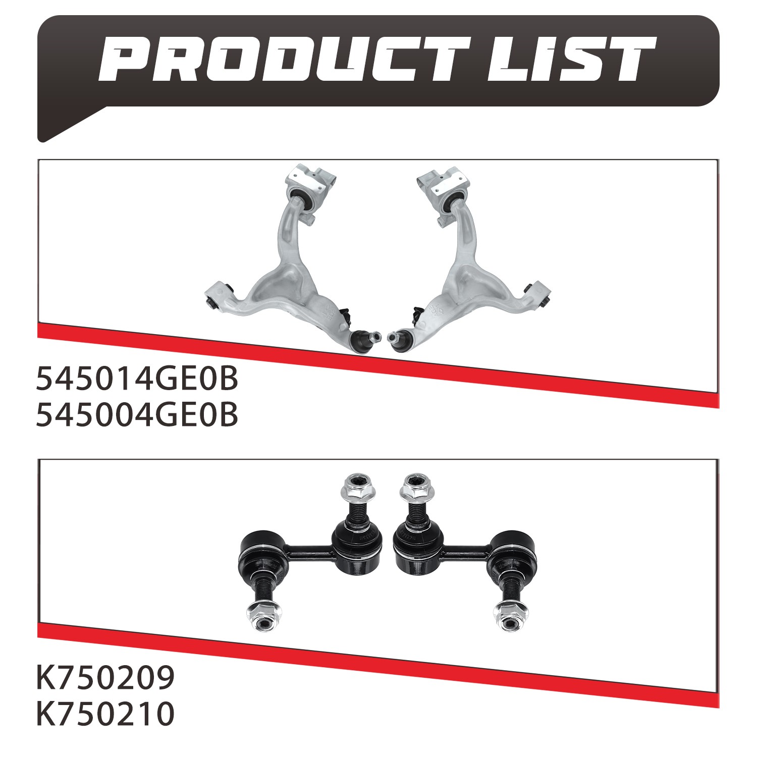 4Pc AWD Front Lower Control Arms Sway Bars Link For 2014-2020 Infiniti Q50 Q60