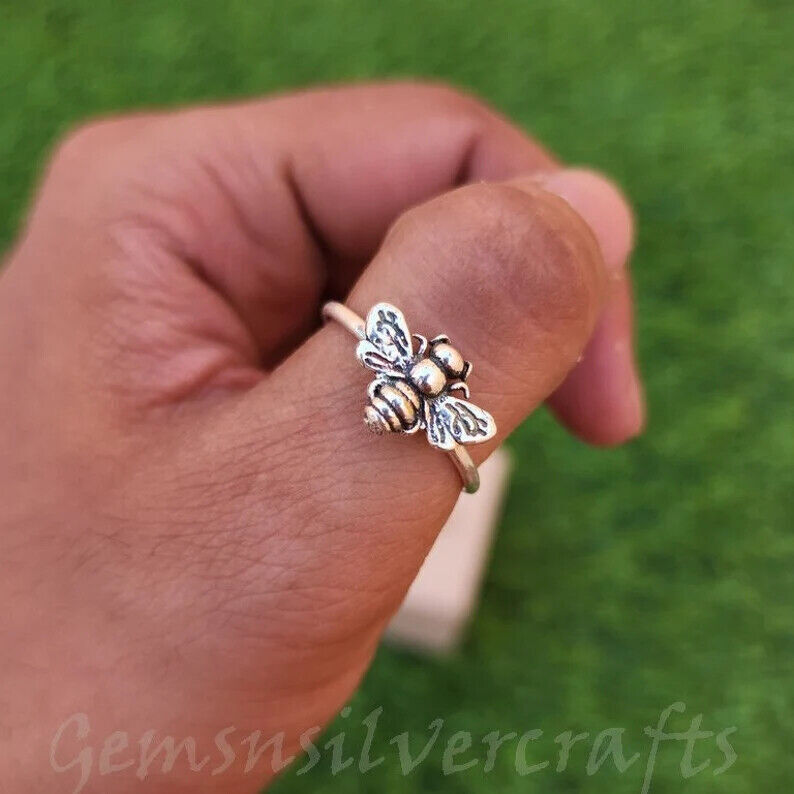Bee Ring 925 Sterling Silver Band &Statement ring Handmade ring All size