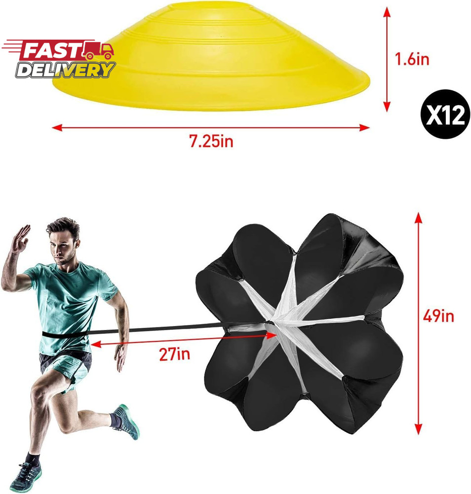 Pro Speed & Agility Training Set—Includes 12 Rung 20Ft Adjustable Agility Ladder