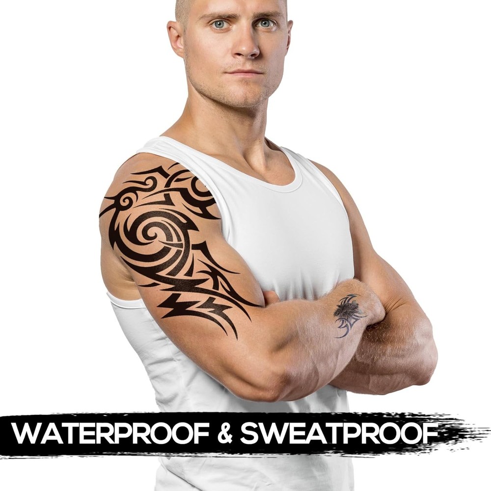 2 Sheets Large Totem Temporary Tattoos for Men and Large, (2 Sheets)