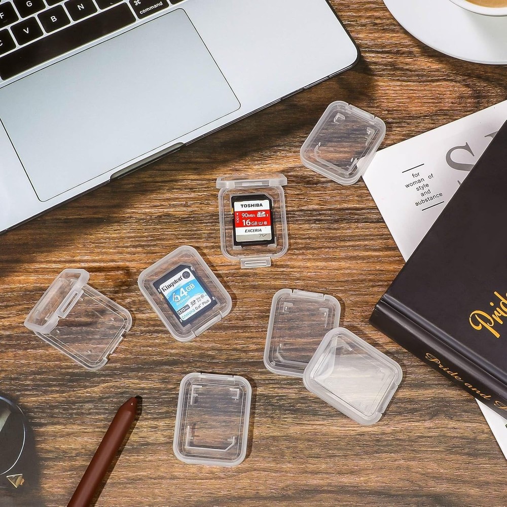 15PCS SD SDHC Memory Card Case Holder Plastic Storage Box Clear Compact Protect