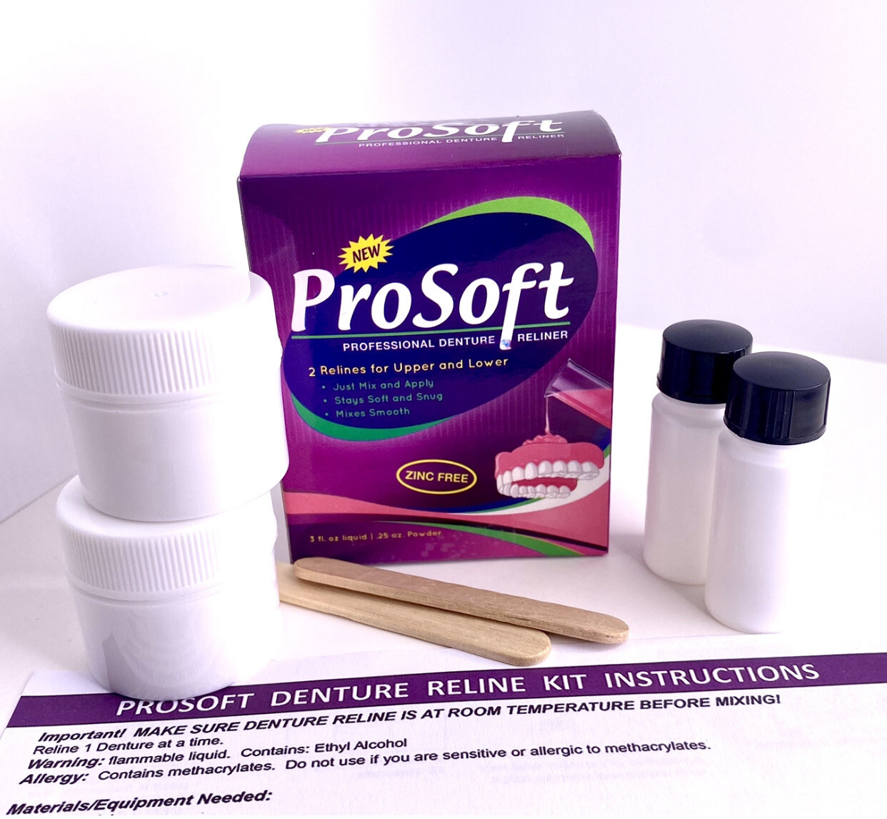 Soft Denture Reline Kit! Durable Liner! Repair Loose Dentures! ProSoft Reliner!