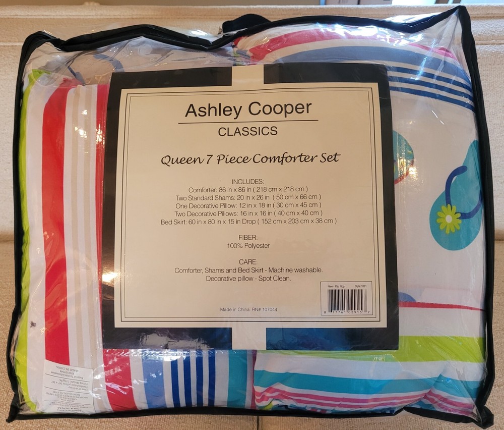 Ashley Cooper Classics “Flip Flops” 7 Piece Queen Comforter Set
