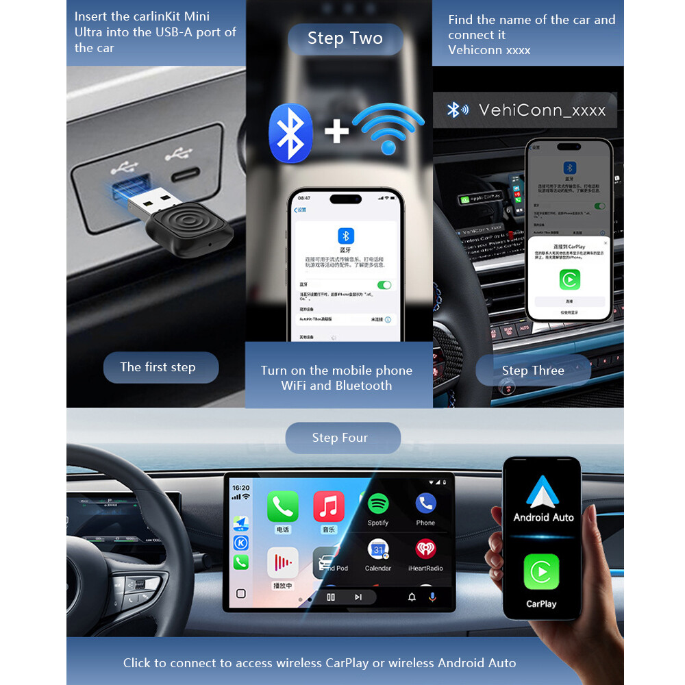 CarlinKit 5.0 MINI Ultra Wireless CarPlay Android Auto Adapter Auto ConnectionVK