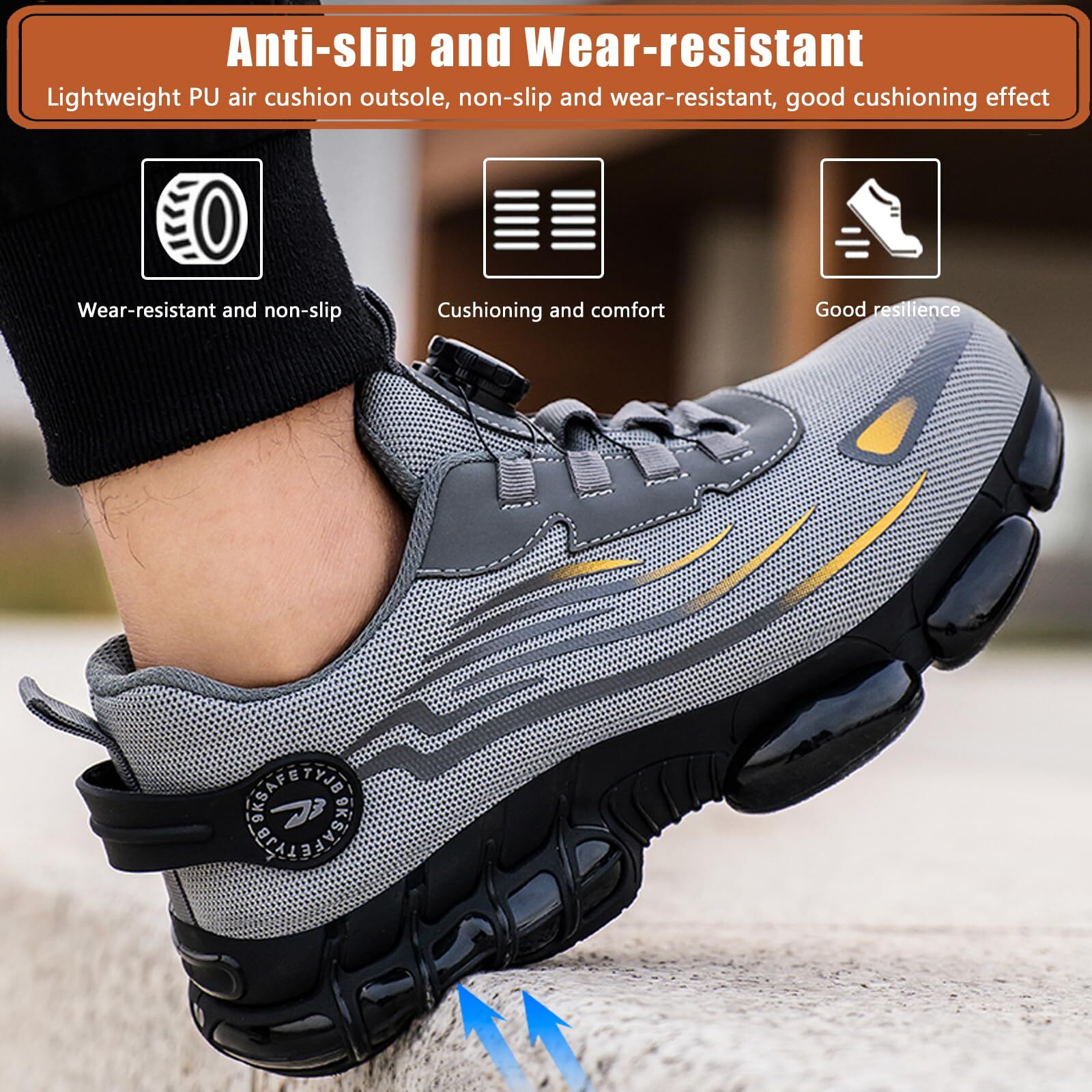 Men Work Safety Shoes Steel Toe Rotating Buckle Indestructible Non-slip Sneakers