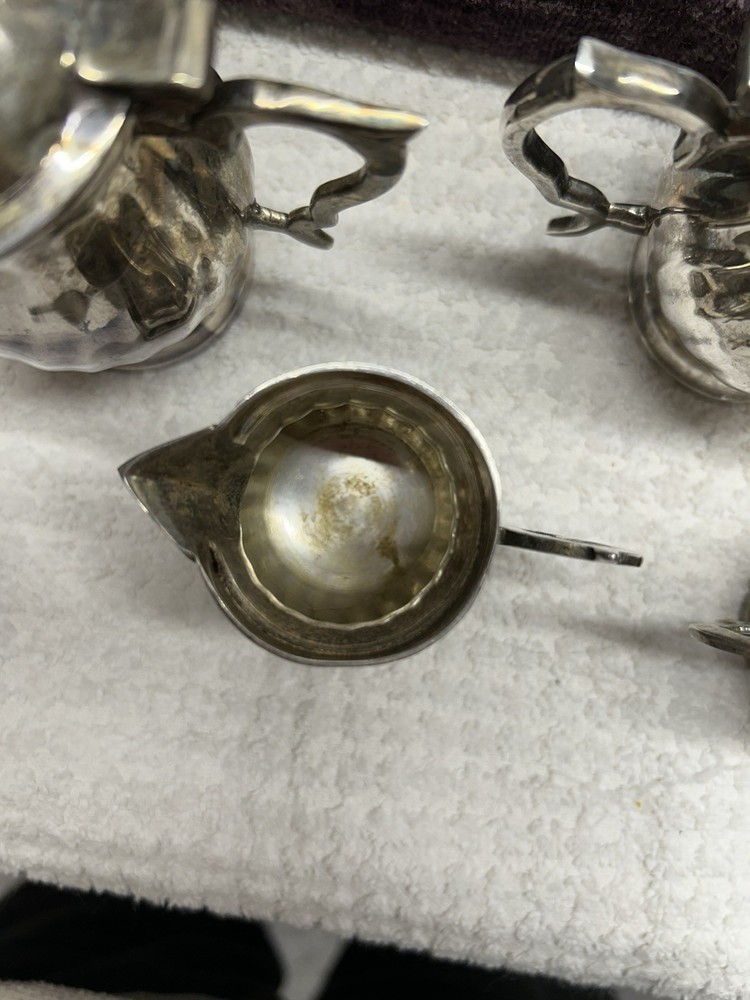 Antique silver plate tea set with case 4 Piece