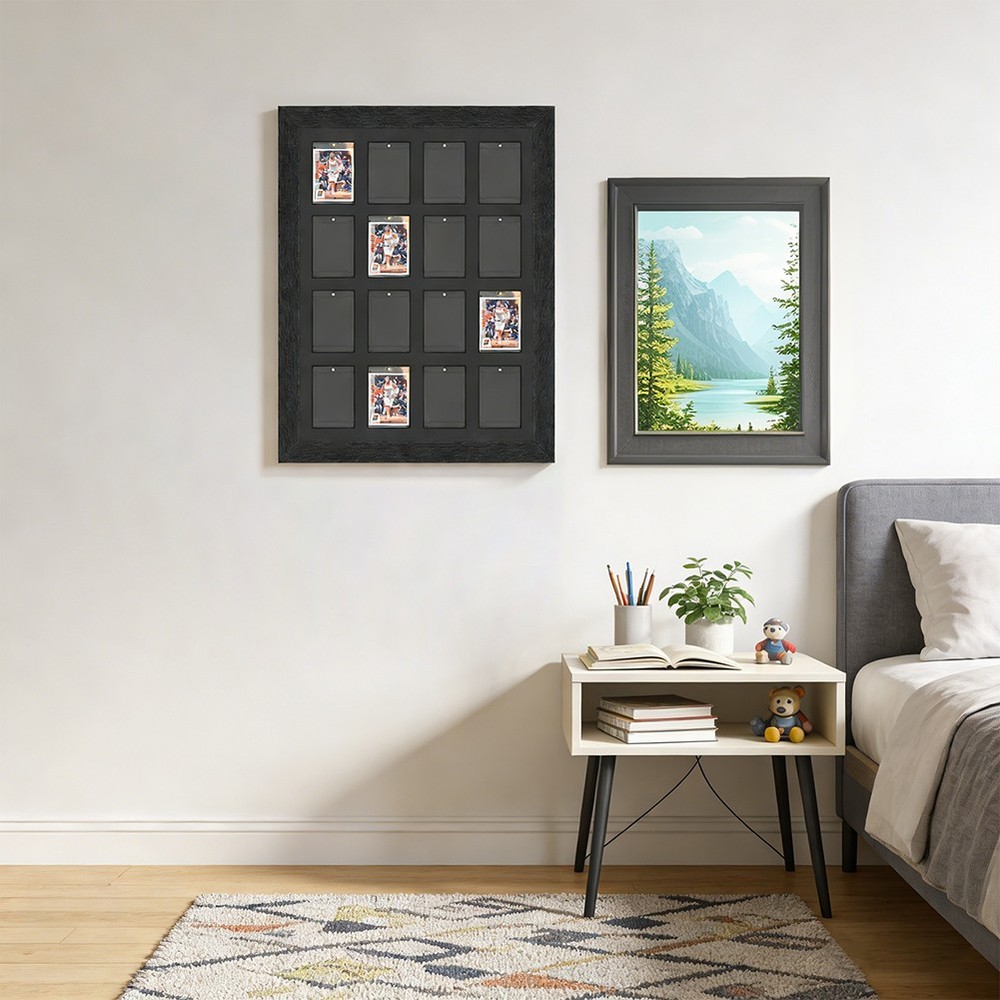 16Grids Trading Graded Cards Display Frame Solid Wood Frame Magnetic Card Holder