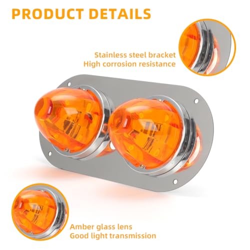 For Peterbilt 359/379/389 W900L Cab Dome Light Panel Frame Kits Amber