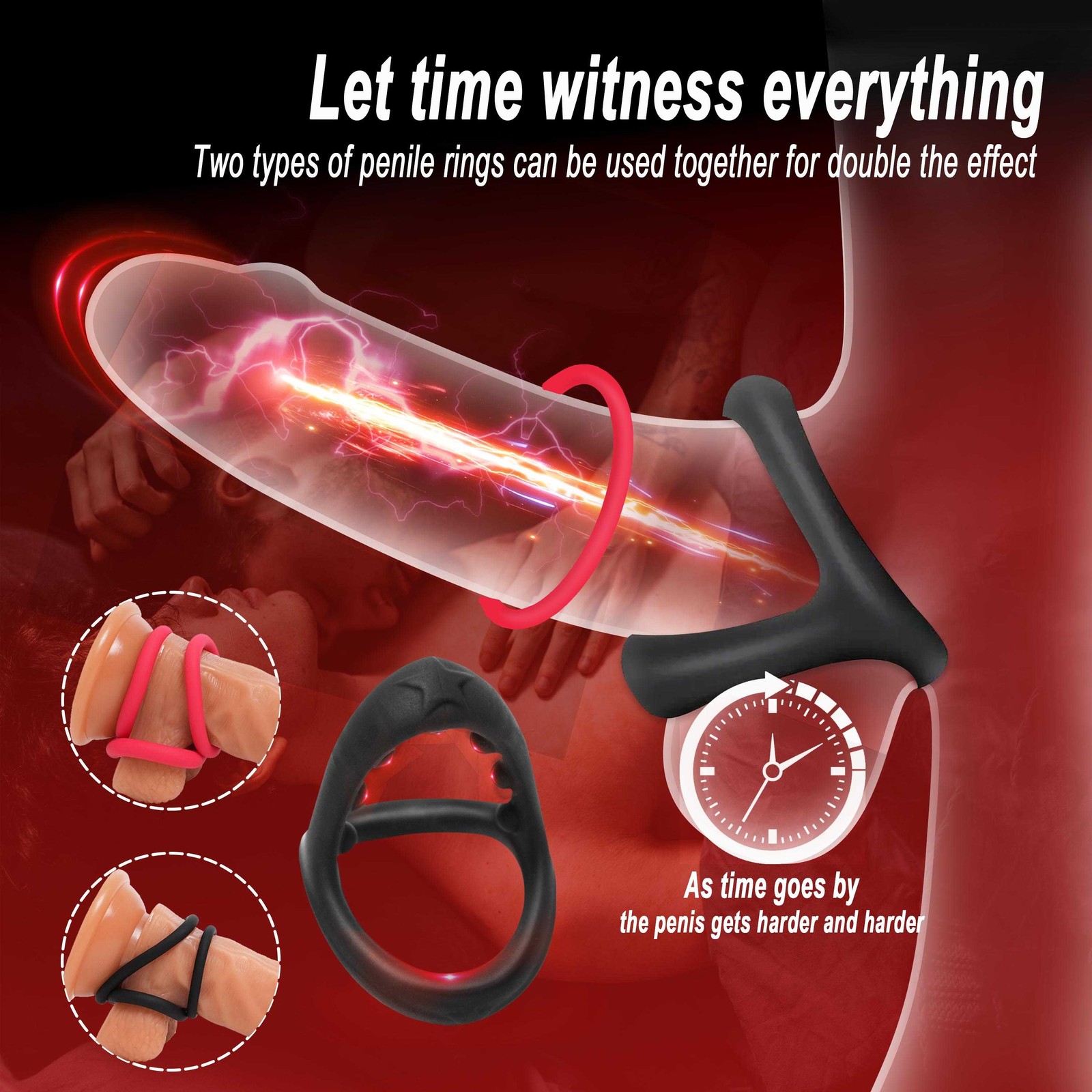 7PCS Silicone Cock Ring Super Stretchy Strong Stay Hard Penis Rings Men Sex Toys