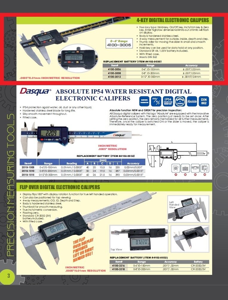 8" / 200MM 4-KEY DIGITAL ELECTRONIC CALIPER (4100-3008)