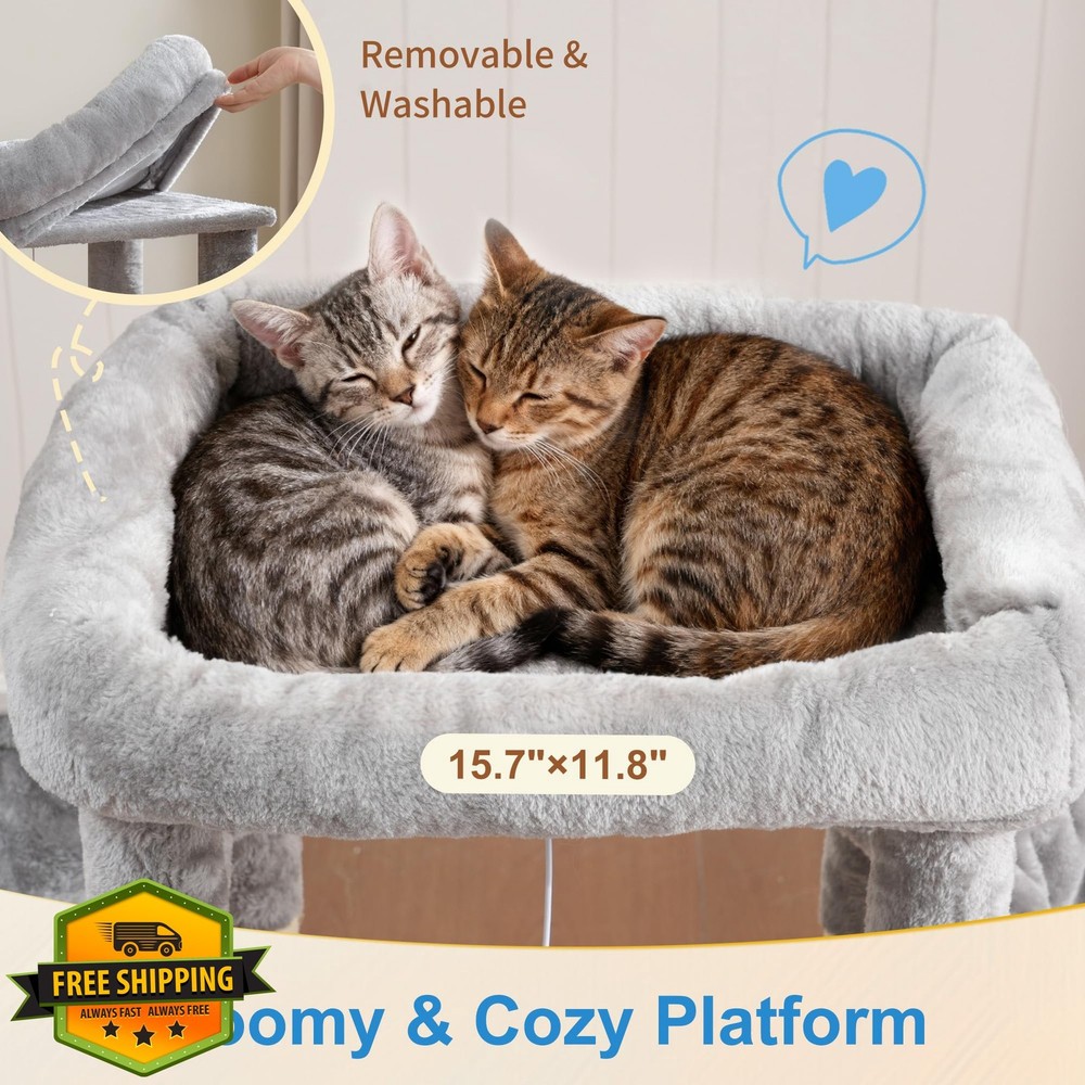 Hey-brother Cat Tree Tower, Large Platform, Hammocks