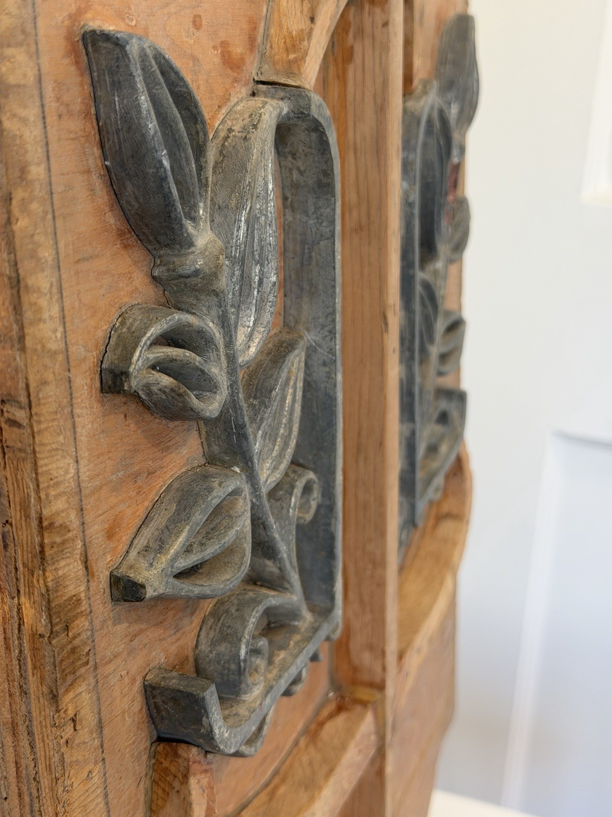 Antique Industrial Wood Foundry Mold Abstract Wall Art Anchor Vines Leaves