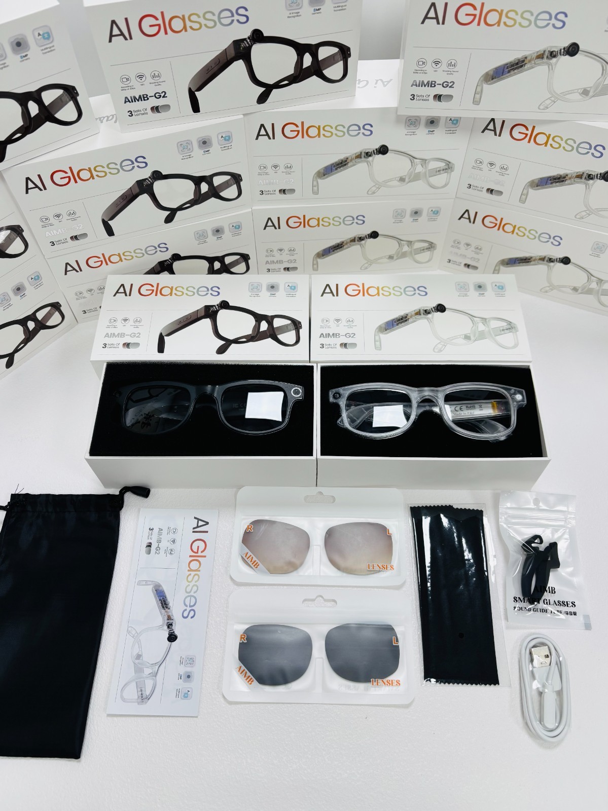 AI Smart Glasses 8MP Camera 4k HD Video Real-Time Translation Image Recognition