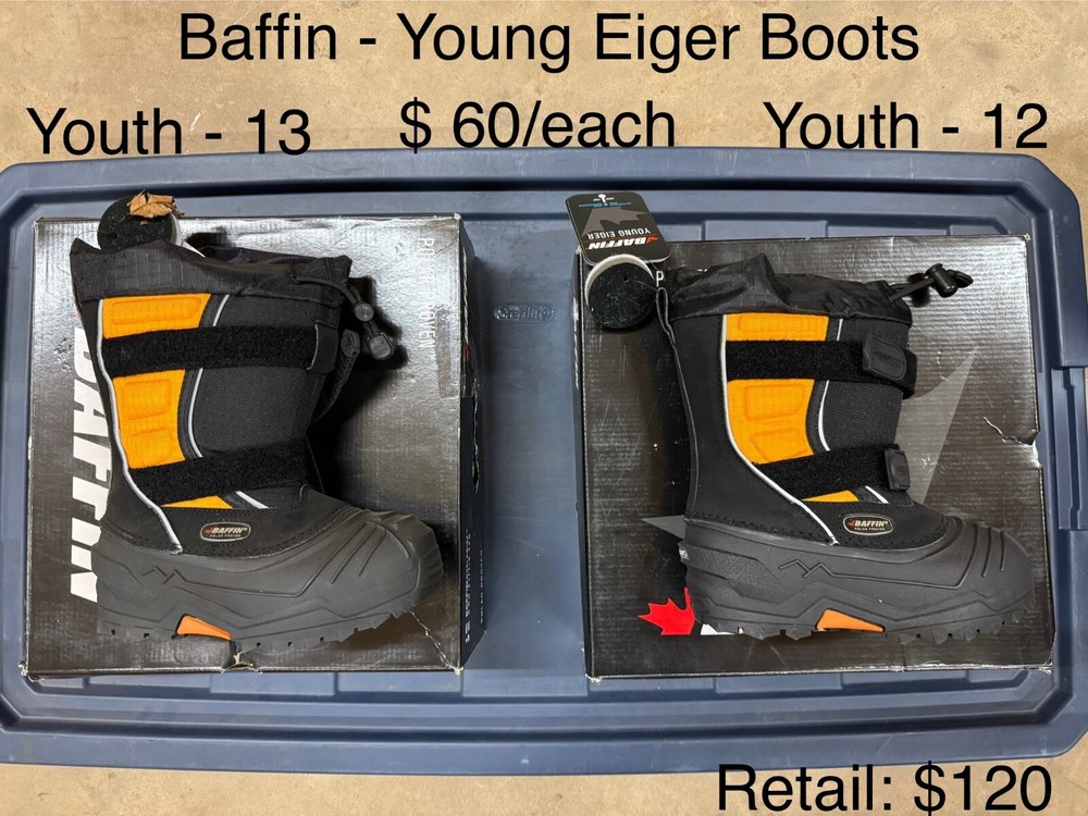 baffin eiger - snow boots - youth size 13